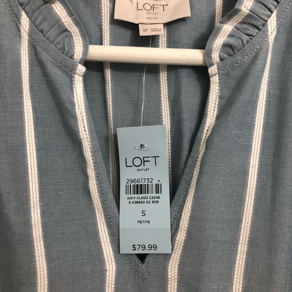 Loft Flutter Sleeve Striped Spring Dress - Picture 2 of 2